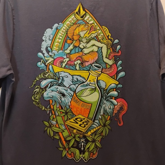 Volcom Organic Cotton Graphic T-Shirt Save Our Ocean Classic Fit Size M - Picture 2 of 5
